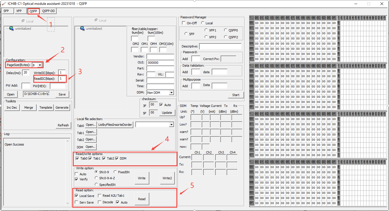 QSFP optical transceiver reads the firmware